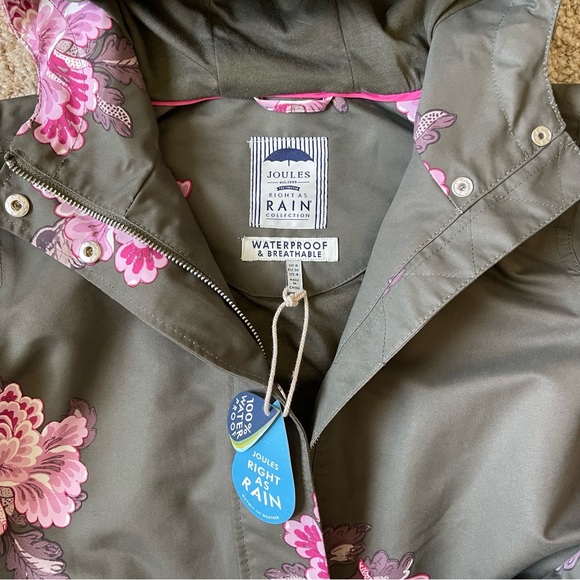Joules “The Coast” Peony printed anorak style rain jacket - Picture 7 of 11
